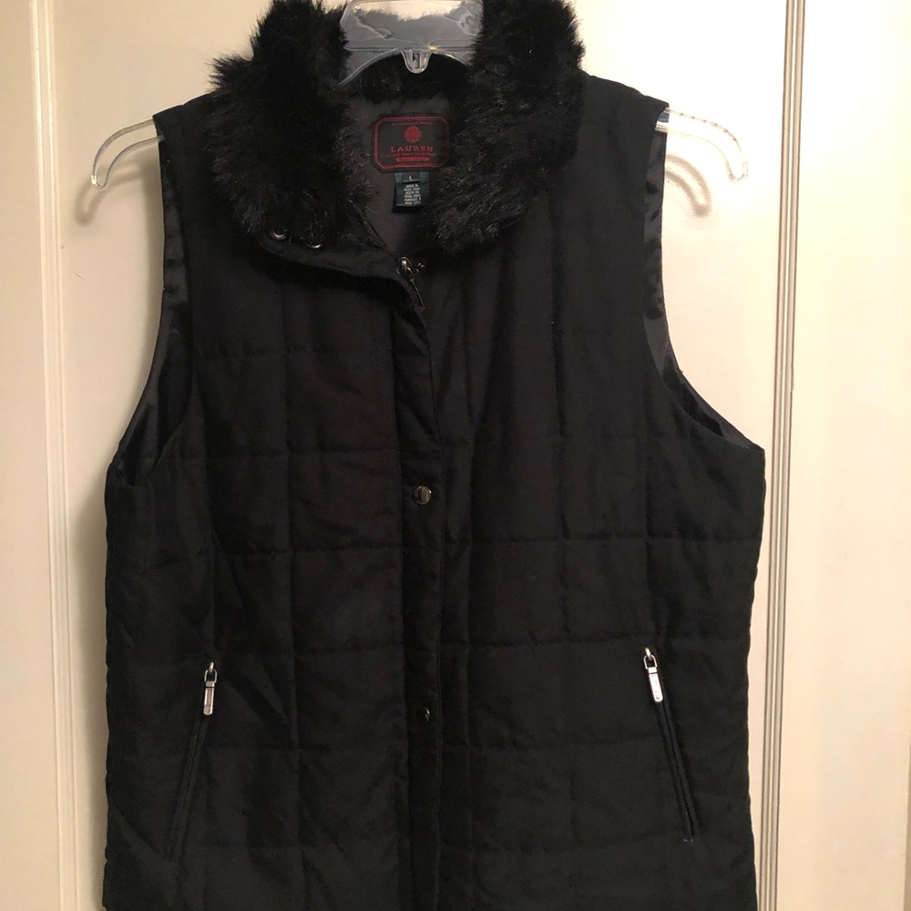 Ralph Lauren vest with faux fur collar.